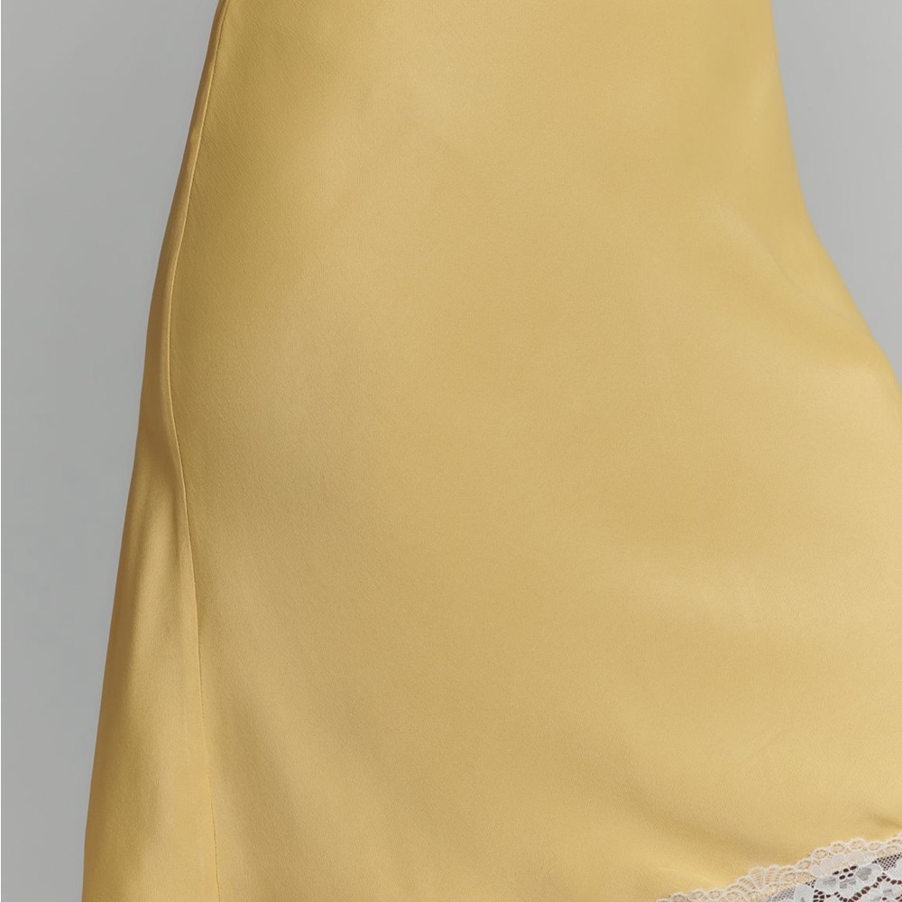 Anthropologie The Tilda Knee Length Slip Skirt Size XL Yellow with Lace NWT - Picture 2 of 4